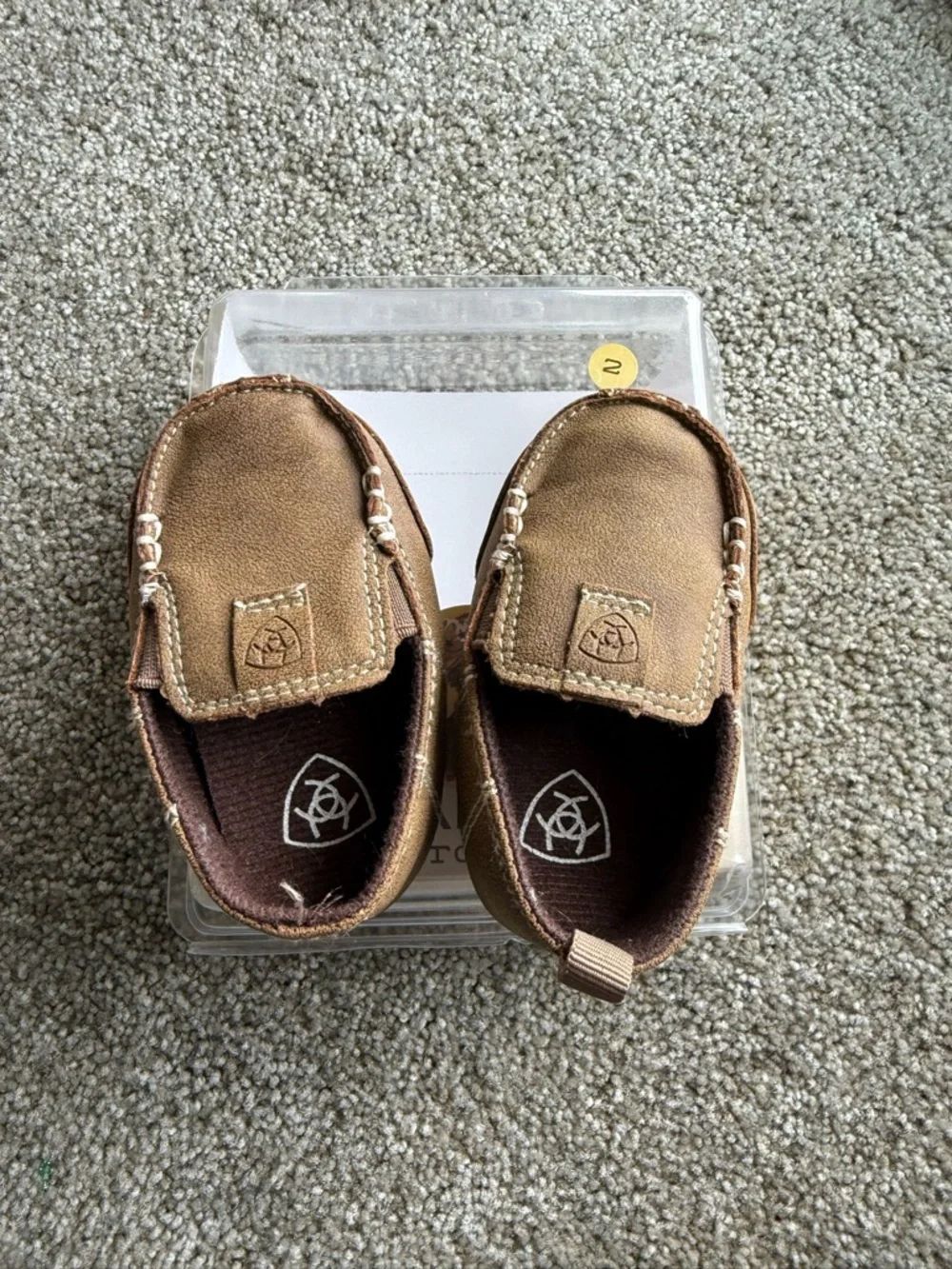 Ariat infant Brown Leather Moccasin Slip-Ons “Lil Stompers”